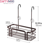 SWTYMIKI Shower Caddy Hanging Organizer - Over the Door Shower Caddy with 6 Hooks, 2 Installation Ways, Stainless Steel Rustproof Bathroom Organizer, Bronze