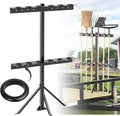Trailer Tool Rack Shovel Holder - Shovel Rack for Trailer with 6 Tool Holes with Rubber Grommets, Dark Black