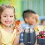 MAXSO Soup Thermo for Hot & Cold Food for Adults Kids, 17 oz Vacuum Insulated Steel Lunch Container Bento Box with Spoon, Leakproof Thermal Food Jar for School Office Travel - Dusty Blue