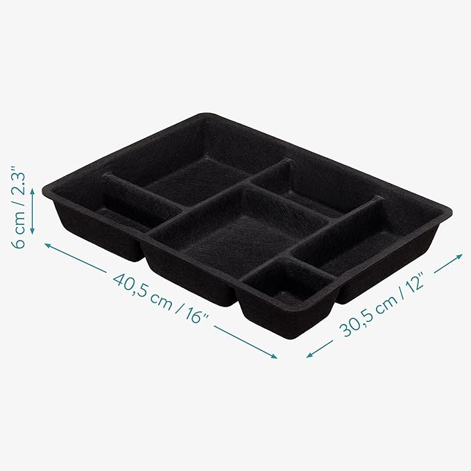 Navaris Felt Drawer Organizer Tray - Tidy Desk Drawers, Office Supplies, Jewelry, Cosmetics, Small Personal Items and Accessories - Black