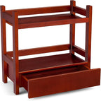 Sorbus Bamboo Bathroom Counter Organizer – 2-Tier Shelf with Hidden Drawer for Vanity, Matcha Station, Bathroom Sink Organizer Countertop, Kitchen & Office Storage (13″ L x 6.5″ W x 12.6″ H) (Brown)