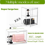 Acrylic Display Case with an Adjustable Divider, 2 Tiers XXX-Large Boot Shoe Storage Boxes Clear Plastic Stackable Storage Bin with Lids Super Large Clear Display Box for Shoes, Collectibles