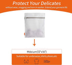 Polecasa 3Pcs 12 x 16 Inches Extra Durable Fine Mesh Laundry Bags with Sturdy Zipper for Delicates (3 Medium)
