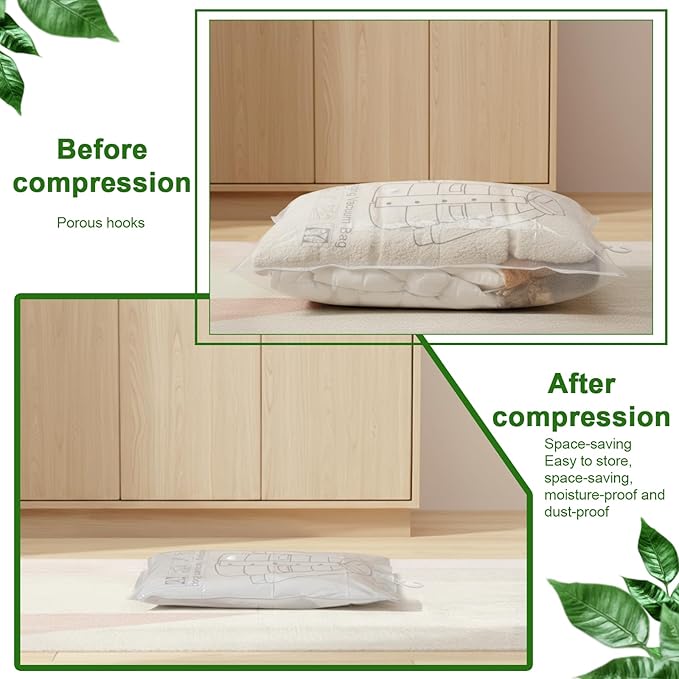 6 Pack Hanging Vacuum Storage Bag, 2 Sizes: 51.2 x 27.6 inch & 43.3 x 27.6 inch Hanging Vacuum Sealer Storage Space Saver Bags, Reusable Space Saver Bags, for Suits, Dress, Jackets, Clear