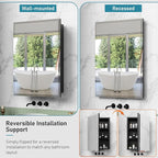 20 x 26 Inch Medicine Cabinet for Bathroom Wall Mounted, Recessed with Beveled Mirror and Adjustable Shelves, Black Cabinet with Ample Storage for Modern House