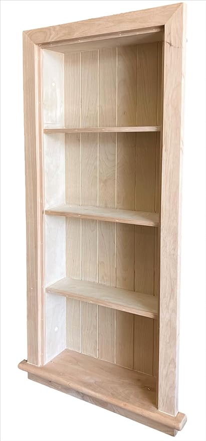 Fox Hollow Furnishings 14x36 Aiden Recessed Wall Niche Medicine Cabinet Replacement, in The Wall Bathroom Cabinet Insert Shelf/Shelves, Made in North America, Real Wood, NO MDF, Beadboard, Unfinished
