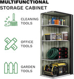 Patiowell 28 Cuft Outdoor Storage Cabinet with Adjustable Shelves, Metal Storage Shed with Lockable Door, Outdoor Vertical Waterproof Tool Shed for Backyard Garden Patio, Black