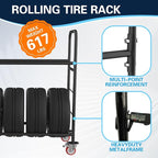 TONGMO Tire Storage Rack with Protective Cover - Adjustable Metal Tire Rack for Indoor/Outdoor Use - 58" H x 55.5" W x 17.5" D (55in)