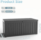 150 Gallon Deck Box Outdoor, Waterproof Outdoor Storage Boxes with Lids, Outside Resin Lockable Storage Box for Patio Cushions, Garden Tools(Black)