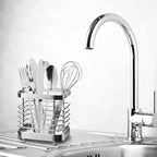 Utensil Holder, Stainless Steel Utensil Drying Rack for Kitchen Counter, Silverware Cutlery Flatware Holder Forks, Knives, Spoons, Chopsticks Organizer (Silver)