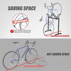 2 Bikes Floor Stand,Adjustable Bicycle Parking Rack with Hook for Garage/Indoor/Outdoor,Metal Cycle Storage Organizer Rack for Road Bikes