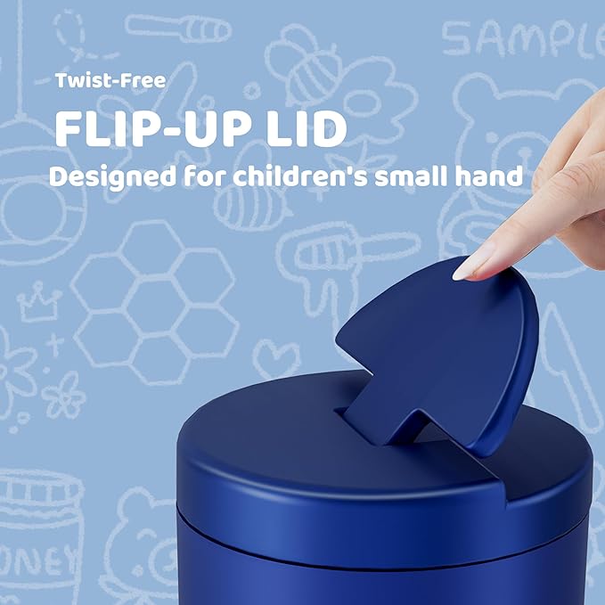 12oz Soup Thermo for Hot Food Kids Vacuum Insulated Food Jar Twist-Free Soup Thermo for Hot Food Kids Leakproof Stainless Steel Wide Mouth Lunch Container Blue