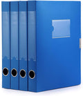 A4 Storage File Boxes Plastic Archives Cases with Lid, File Folder Organizer Document Filing Box for Office, Letter Size Paper,31×4×24 cm, Blue(Pack of 4)