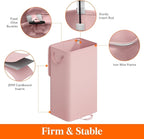 Lifewit Single Laundry Hamper with Lid and Removable Laundry Bags, Large Collapsible 1 Dividers Dirty Clothes Basket with Handles for Bedroom Laundry Room Closet Bathroom College, 100L Pink