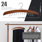 Tie Rack 2Pcs Tie Racks for Men Closet 24 Hooks, Wooden Tie Organizer with Upgraded 360°Rotating, Scarves Accessories Closet Organizer for Bras,Tank Tops,Camisoles etc.Walnut…