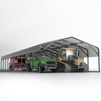 20x52 FT Ultra-Long Industrial Carport Kit, All-Weather Steel Garage for Class A RVs,Farm Equipment, 120lbs/Sq.Ft Snow Wind Resistant Carports Modular Canopy with Anti-Snow Roof Auger Anchoring System