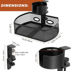 MASTLU Under Desk Organizer,Cup Holder,Table Management Tray, Swivel Pencil Drawer, Office No Drill Steel Organizers,360 Spin Hidden Storage Box with Sturdy C-Clamp,Easy Install (Black)