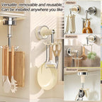MFMYEE Kitchen Suction Cup Hook, 360 Degree Rotating Storage with Multiple Claws, Punch-Free Organizer, Shower Suction Cup with 6 Hooks (White)