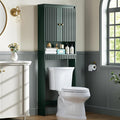 Over The Toilet Storage Cabinet, Over The Toilet Storage with Fluted Door Over The Toilet Cabinet with Adjustable Shelf Above The Toilet Storage Cabinet for Bathroom Organizer, Forest Green