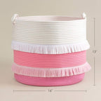 CherryNow Large Rope Basket – 16''x13'' Pink Decorative Woven Basket for Toys, Blankets, or Laundry, Cute Tassel Decor for Baby & Girl - Home Storage Container