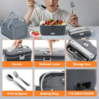 DUPASU Electric Lunch Box Food Warmer: 100W Heated Lunch Box for Adults, 1.8L Portable Fast Heating Lunchbox Food Heater for Car, Truck, Work, Travel, Lonchera Elctrica Porttil 12/24V/110-230V