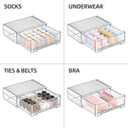 Underwear Drawer Organizer with Dividers, 24 Cell Stackable Sock Organizer for Closet, Plastic Underwear Storage Drawer for Closet, Bra Organizer for Baby Clothes, Panties, Belts, Ties, Scarf