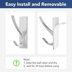 pickpiff Stick on Hooks for Hanging, Extra Sticky 6KG (Max), Coat Hook on Door for Towel Coat Hat Key, Self Adhesive Hangers Wall Mounted, Silver, 6 Pack