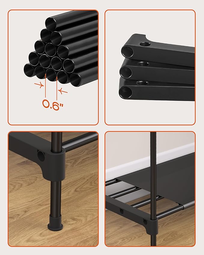 Portable Closet, 81.1 Inch Extra Large Capacity Wardrobe Closet with Cover, Clothes Storage Organizer with Shelves and 3 Hanging Rods, Easy to Assembly, Black PCT133B01