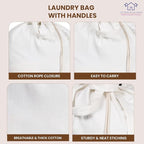 LFH Home Cotton Canvas Large Laundry Bag with Handle, Heavy Duty Drawstring Closure Washable Laundry Bags, School Travel, Home, Hotel, College Dorm, Organizer Sack, Toy Clothes 20x30 (Pack of 2)-White