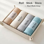 10 Pack Self-Adhesive Clothes Organizer Straps, Reusable Clothing Storage Bands for Shirts & Towels, Fabric-Safe Closet Organizer Straps for Drawer & Luggage Packing (Medium)