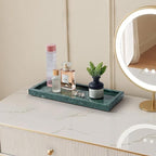 Natural Small Marble Vanity Tray, Luxury Stone Organizer for Bathroom & Kitchen | Holds Soap Dispenser, Jewelry, Perfume | Non-Resin, Non-Ceramic Décor (Green, M (11.8" x 5.1" x 0.78"))