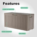ROJIK Outdoor Storage Housing Deck Box - Waterproof Patio Furniture, Garden Tools, Cushions, Pool Accessories Storage Bench with Lockable Lid and Side Handles (Grey 78 Gal)