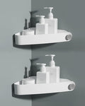Sotfamily Plastic Shower Caddy Corner (for 90° Only), 2 Pack Adhesive Corner Shower Shelves for Bathroom Organizers and Storage, White