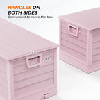 VINGLI 75 Gallon Collapsible Outdoor Storage Box, Simple-to-assemble Plastic Storage Containers with Lid, Patio Deck Box Furniture for Garden, Pool, Balcony, Yard (Pink)