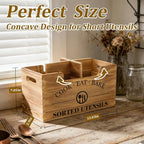 Upgraded Kitchen Utensil Holder for Counter or Countertop, Extra Large Utensil Holder with three Adjustable Combination Designs, Wooden Utensil Holder for Storage Cooking and Silverware