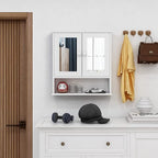 TaoHFE Medicine Cabinet, Medicine Cabinets for Bathroom with Mirror 2 Doors 3 Open Shelf, Bathroom Cabinet Wall Mounted Wooden Storage Over Toilet Laundry Room Kitchen