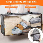 90L Under Bed Storage Containers,2-Pack Closet Organizers and Storage Bins,for Organization and Storage Clothes, Shoes, Blankets & Pillows,Visible Transparent Top Storage Bins with Lids, Grey