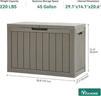 YITAHOME Outdoor Storage Box, 45 Gallon Waterproof Resin Deck Box, Lockable Organizer for Patio, Poolside, Deck, Cushions, Throw Pillows, Garden Tools, Brown