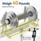 YASONIC Shower Caddy Adhesive, No Drill Bathroom Shower Organizers, with Removable Hooks and Soap Holder, Rust Proof Shower Shelves, Wall-Mounted Shower Holder, 3 Pack, Gold