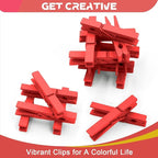 100 Pcs Colored Clothes Pins Wooden, Red Clothespins for Crafts, Clothing Pins for Hanging Clothes Classroom 2.9 Inch