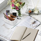 Desk Organizers, Marble Remote Holders for Table, Modern Office Controller Pen Phone Holder Organizer, Stylish Caddy and Storage Accessories for Bedside Nightstand Desktop Coffee Table
