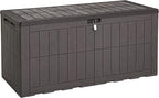 YITAHOME 134 Gallon Large Deck Box, Waterproof Resin Outdoor Storage Box with Lock, Doubles as 2-Person Bench Seating for Patio Furniture Cushions,Garden Tools & Pool Accessories, Dark Brown