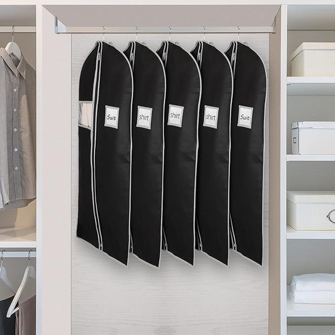Syeeiex 40" Garment Bag, Set of 8 Suit Bag, Garment Bags for Hanging Clothes, Suit Covers Bags for Men or Women, Dress Bags for Storage Suits, Shirts,T-shirts and Jackets on Closet