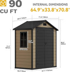 DWVO 6x4 FT Outdoor Resin Storage Shed with Reinforced Floor, All-Weather Bike Storage Shed with Lockable Door, Window and Vent, Waterproof Plastic Tool Storage for Garden, Backyard, Patio, Lawn