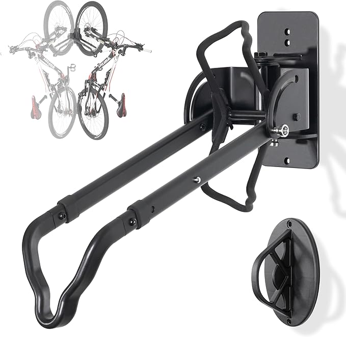 CyclingDeal Swivel Bike Wall Mount Rack - Vertical Adjustable Foldable Bicycle Parking Rack with Wheel Holder - for 20"-29" MTB 700C Road Bikes Home Garage Storage