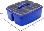 Storex Large Classroom Caddy with Cups, 13 x 11 x 6.575 Inches, Blue, Case of 2 (00985U02C)