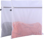 Kimmama Laundry Mesh Wash Bags, Lingerie Bags for Washing Delicates, Mesh Laundry Bags for Washing Machine, White Net, Grey Zipper, 2XXL