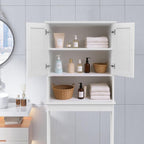 Over The Toilet Storage Cabinet, Behind Toilet Bathroom Organizer with Adjustable Shelves, Wooden Above Toilet Storage Shelf, Space Saver for Restroom, Bathroom, Laundry