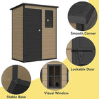 DWVO 5x3 FT Outdoor Storage Shed with Floor, All-Weather Resin Storage Shed with Lockable Door & Window, Waterproof Plastic Tool Storage for Garden, Backyard, Patio, Lawn, Brown