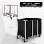 Commercial Laundry cart with Wheels,400L Large Laundry Basket with Wheels,Laundry Hamper on Wheels Heavy Duty with Steel Frame and Waterproof Oxford Cloth, 440Lbs Load (C-Black)